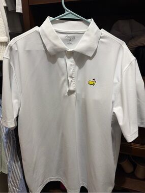 Masters White Polo with Yellow & Red Embroidered Logo